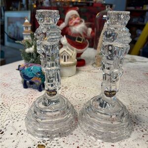 Vintage 24% Lead Crystal Nutcracker Toy Soldier Candlestick Holder